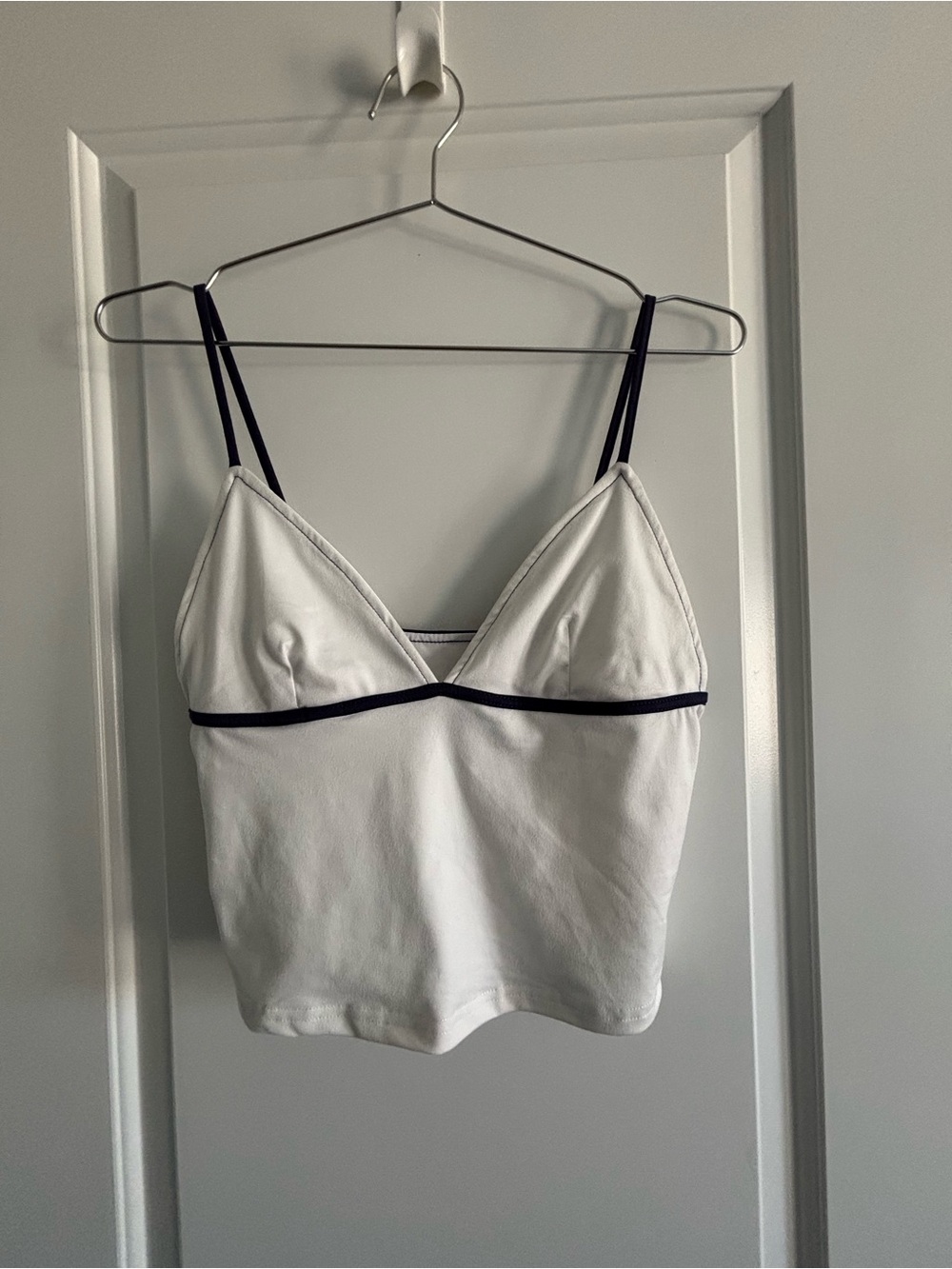 Women's White Crop Cami with Black Trim